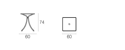 Tavolo Quadrato Combo 60x60 con Piano in Lamiera Stirata