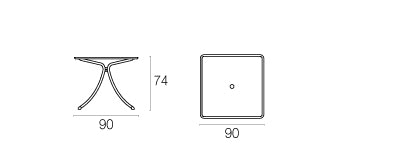 Tavolo Quadrato Combo 90x90 con Piano in Lamiera Stirata