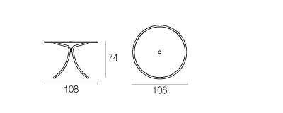 Tavolo Tondo Combo d108 con Piano in Lamiera Stirata