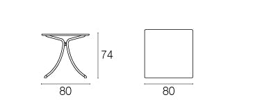 Tavolo Quadrato Combo 80x80 con Piano in Lamiera Piena