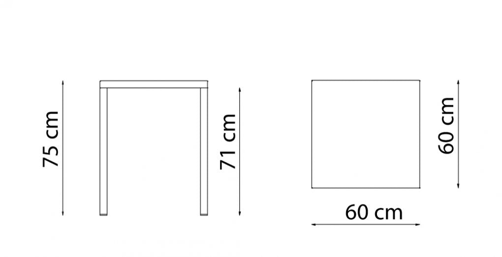 Tavolo impilabile autolivellante Quatris 60x60x75 cm