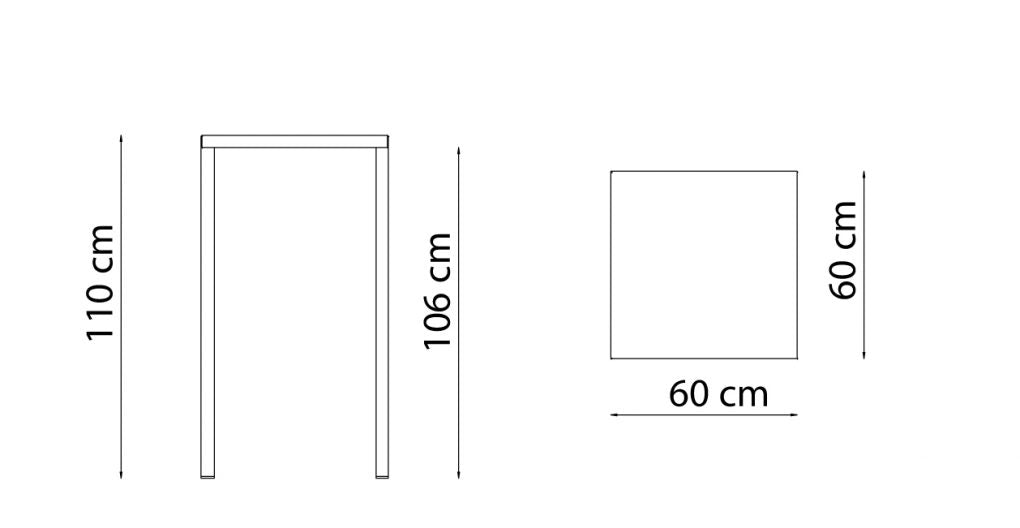 Tavolo impilabile autolivellante Quatris 60X60 H. 110