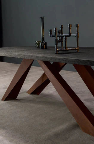 Tavolo big table legno impiallaciato: Rovere spazzolato carbone